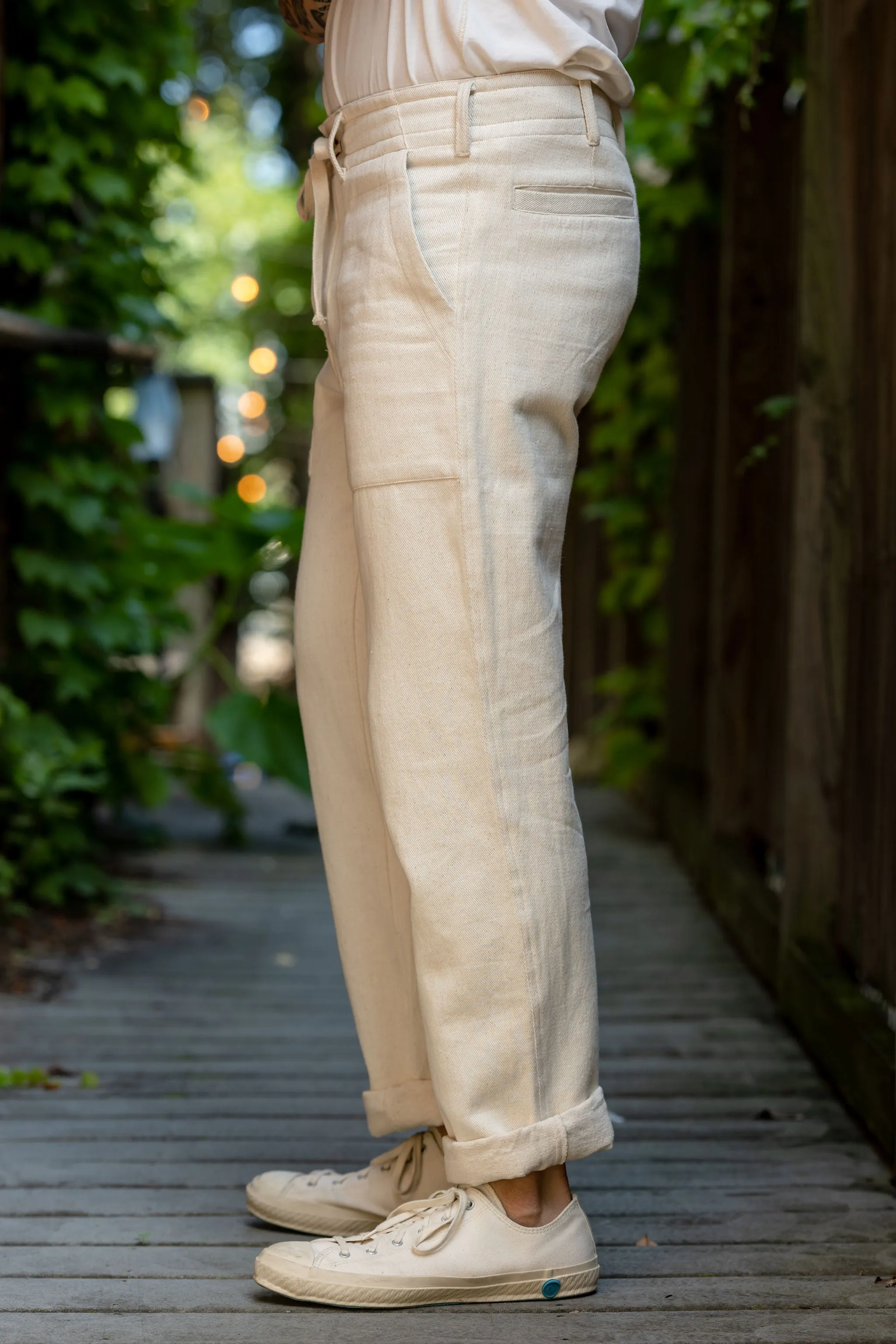 Indi + Ash Obelisk Pant - Handwoven Undyed Denim sold by Franklin and Poe product image thumbnail 2