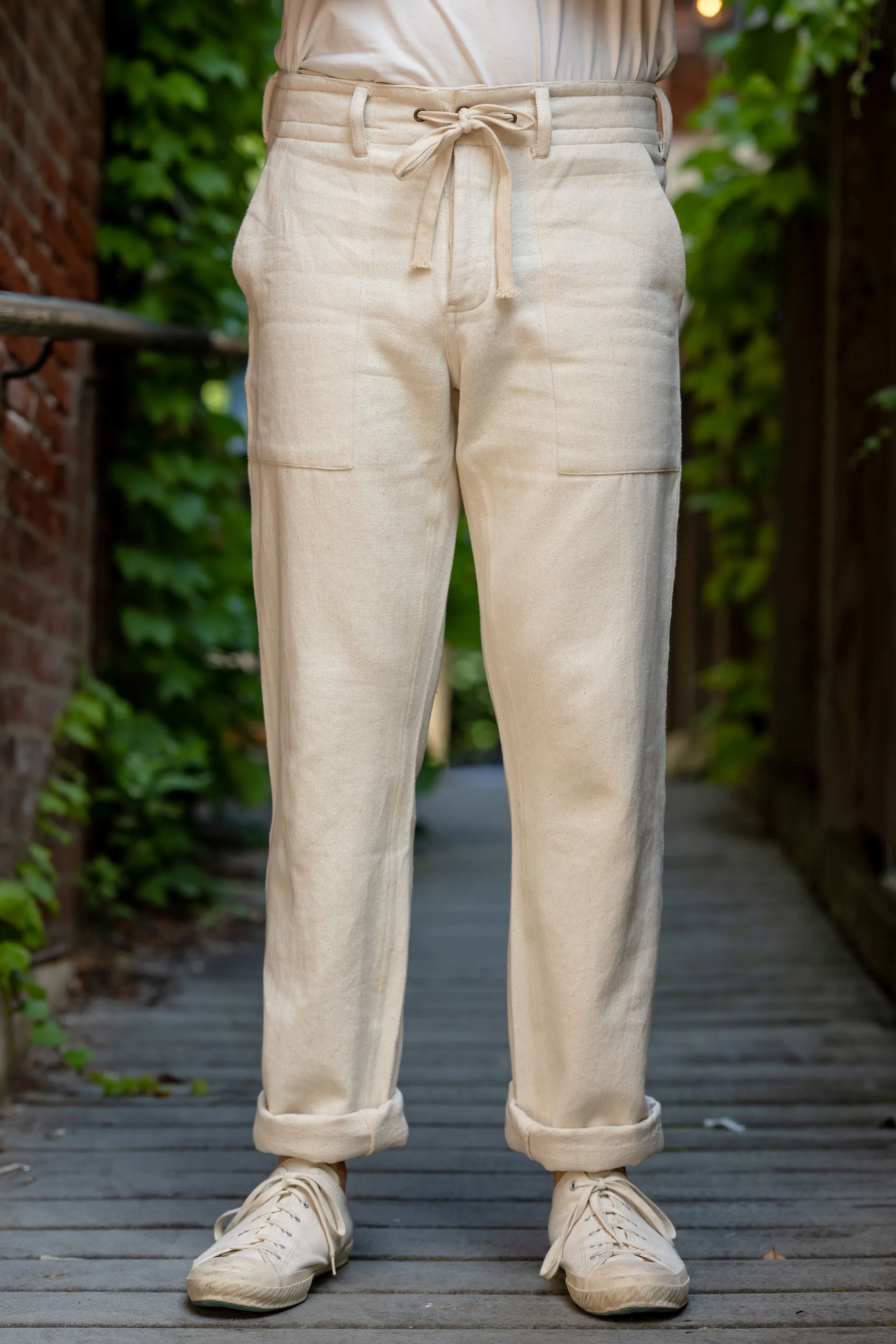 Indi + Ash Obelisk Pant - Handwoven Undyed Denim sold by Franklin and Poe