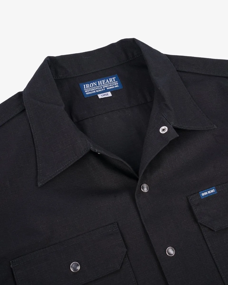 Iron Heart IHSH-415-BLK 8oz Ripstop Short Sleeved Mechanic Shirt - Black sold by Franklin and Poe product image thumbnail 3