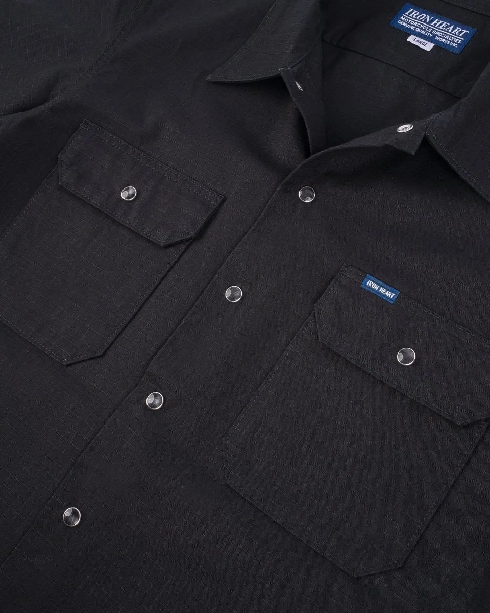 Iron Heart IHSH-415-BLK 8oz Ripstop Short Sleeved Mechanic Shirt - Black sold by Franklin and Poe product image thumbnail 5