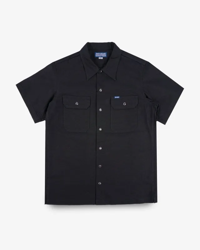 Iron Heart IHSH-415-BLK 8oz Ripstop Short Sleeved Mechanic Shirt - Black sold by Franklin and Poe