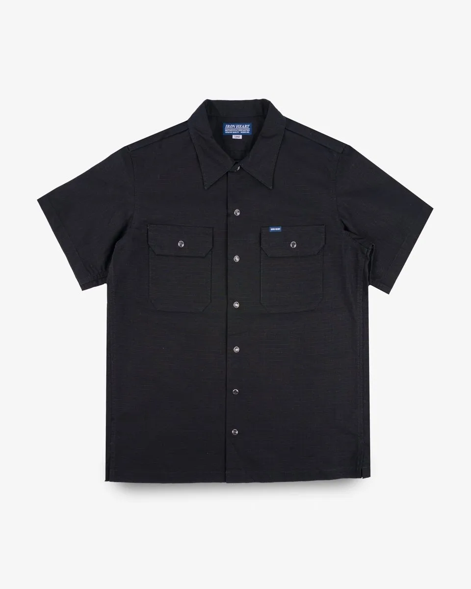 Iron Heart IHSH-415-BLK 8oz Ripstop Short Sleeved Mechanic Shirt - Black sold by Franklin and Poe