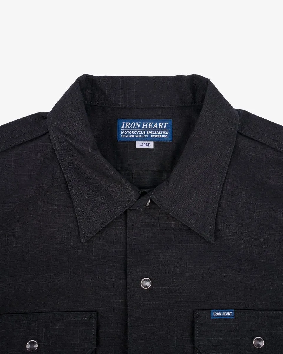 Iron Heart IHSH-415-BLK 8oz Ripstop Short Sleeved Mechanic Shirt - Black sold by Franklin and Poe product image thumbnail 2