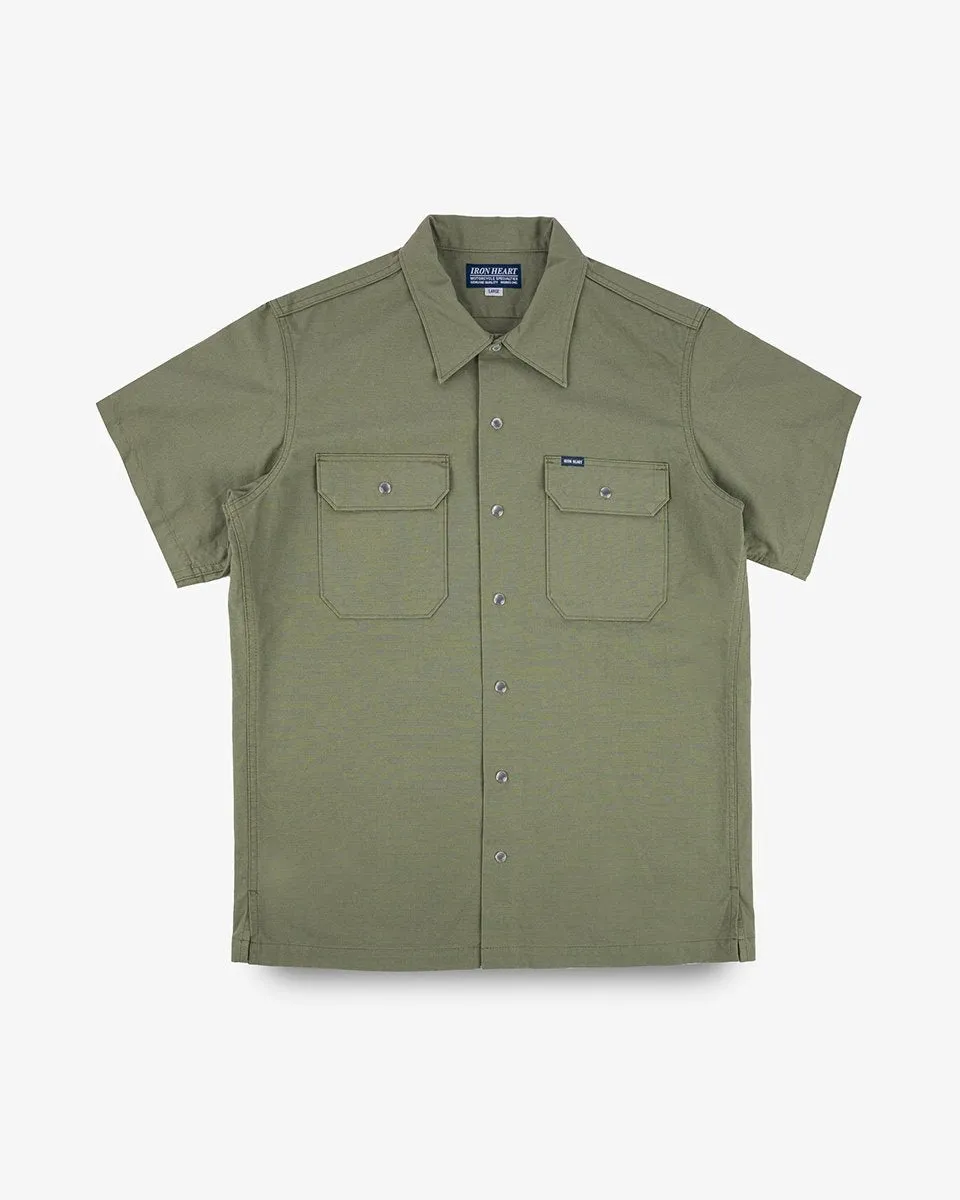 Iron Heart IHSH-415-GRN 8oz Ripstop Short Sleeved Mechanic Shirt - Military Green sold by Franklin and Poe