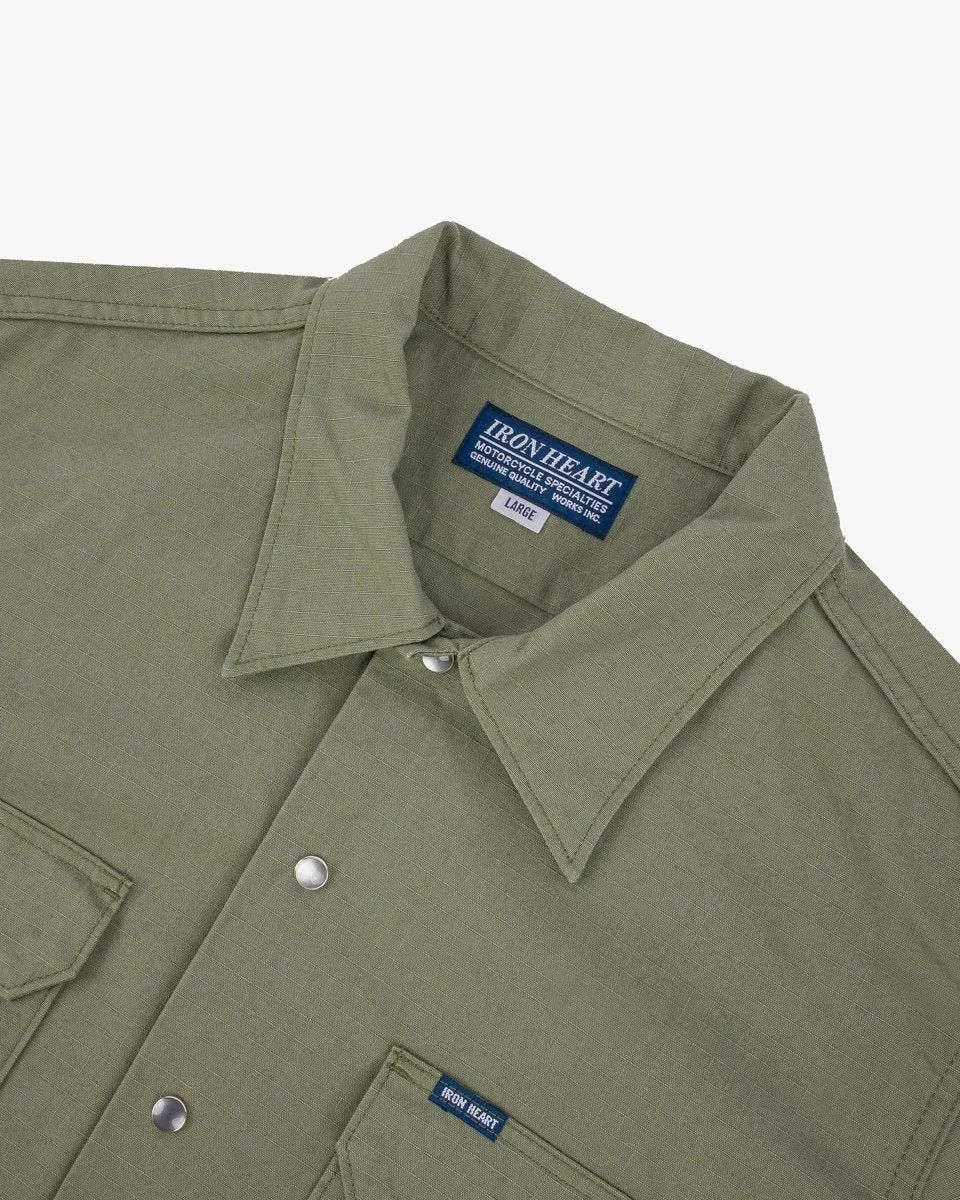 Iron Heart IHSH-415-GRN 8oz Ripstop Short Sleeved Mechanic Shirt - Military Green sold by Franklin and Poe product image thumbnail 5