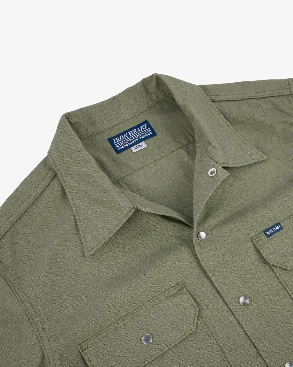 Iron Heart IHSH-415-GRN 8oz Ripstop Short Sleeved Mechanic Shirt - Military Green sold by Franklin and Poe product image thumbnail 4