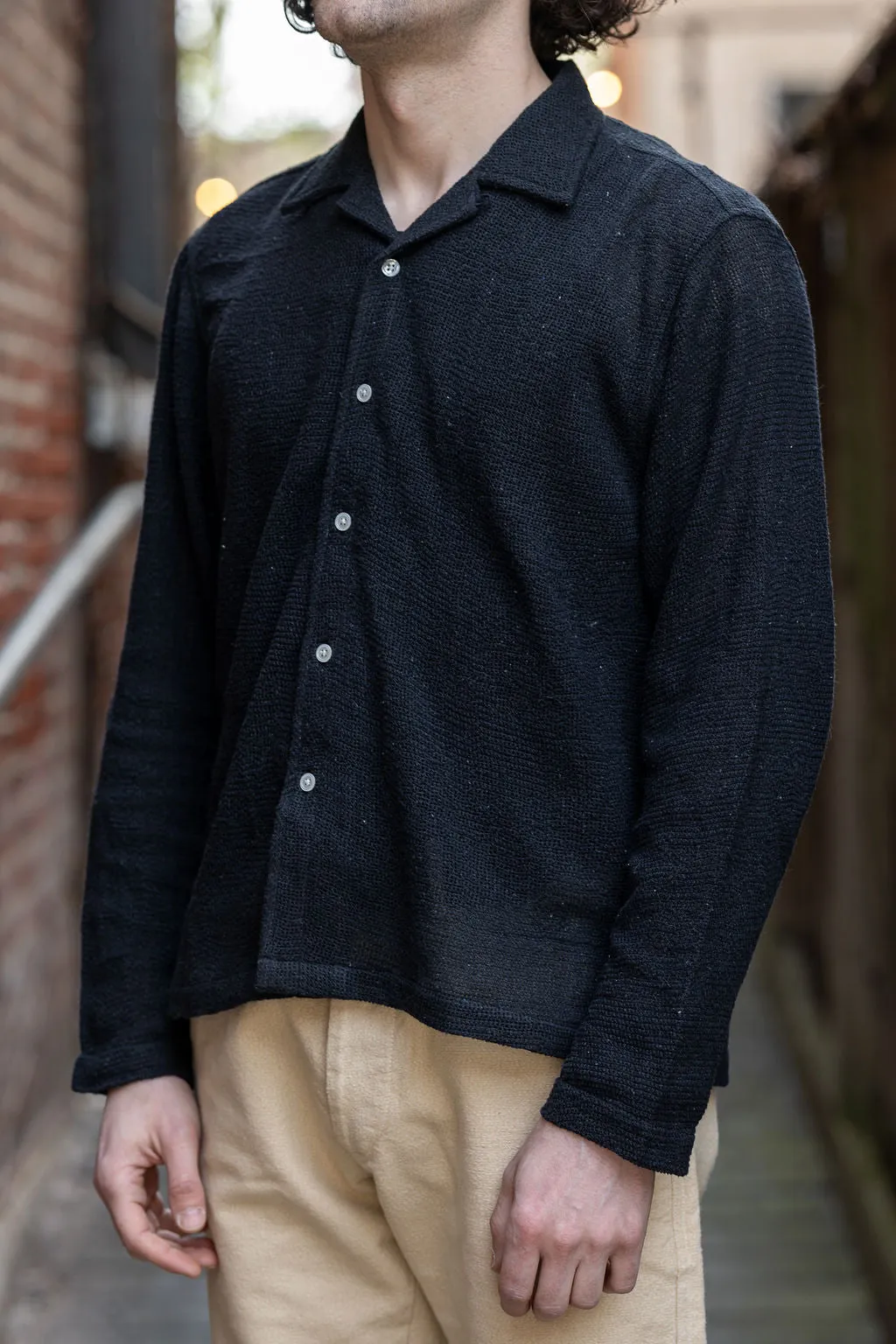 3sixteen Loop Collar Shirt - Black Mesh sold by Franklin and Poe product image thumbnail 2