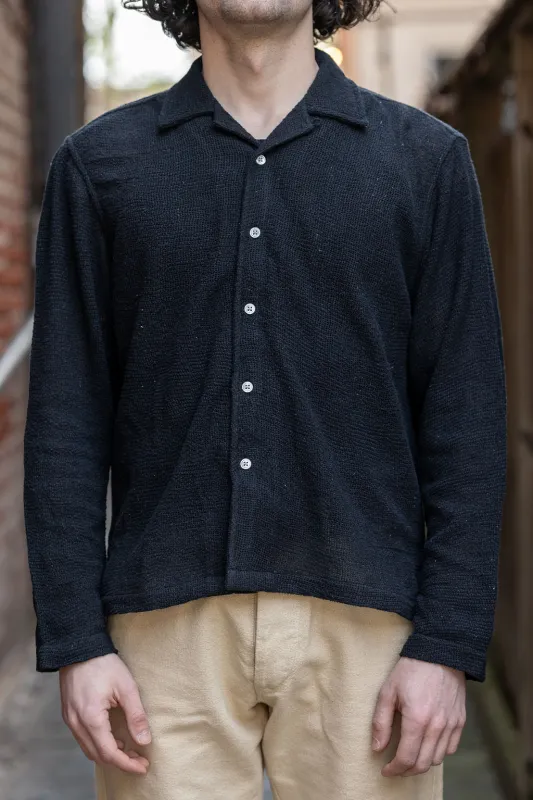3sixteen Loop Collar Shirt - Black Mesh sold by Franklin and Poe