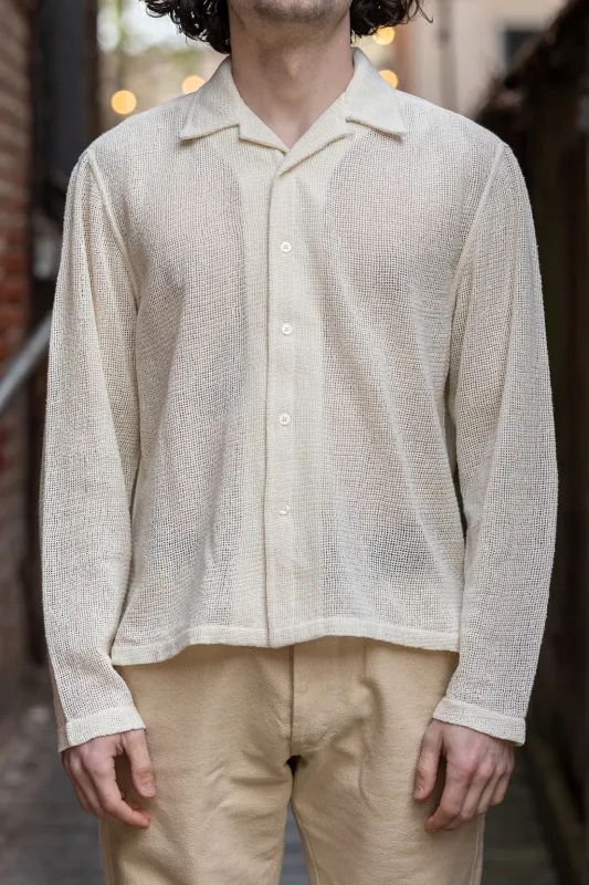 3sixteen Loop Collar Shirt - Ecru Mesh sold by Franklin and Poe