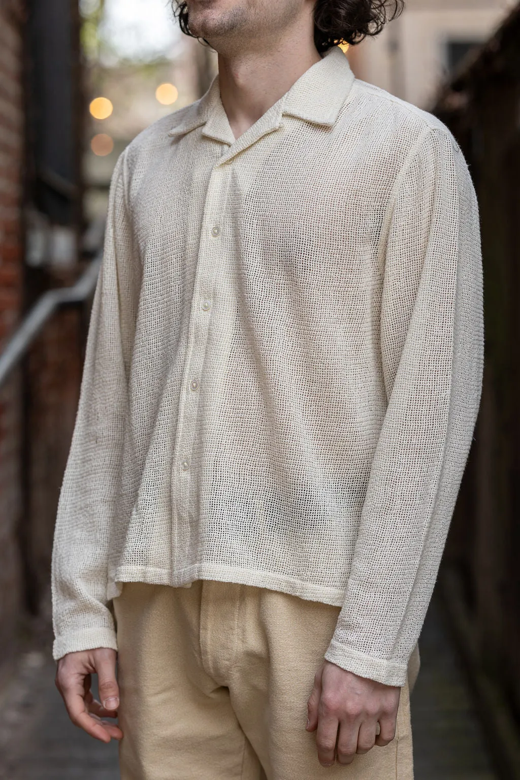 3sixteen Loop Collar Shirt - Ecru Mesh sold by Franklin and Poe product image thumbnail 2