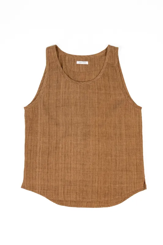 Indi + Ash Ripley Tank Handwoven Kala Cotton - Cutch/Natural sold by Franklin and Poe