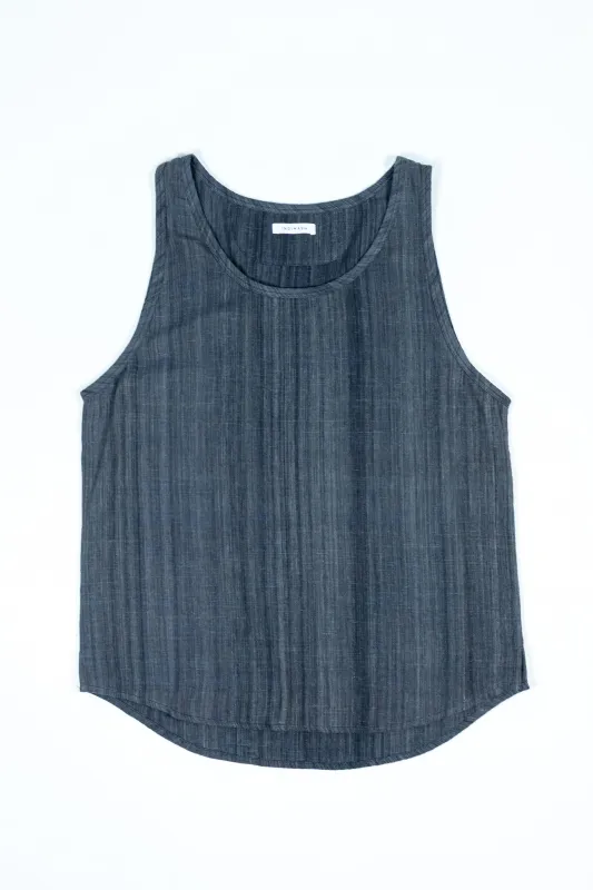 Indi + Ash Ripley Tank Handwoven Kala Cotton - Iron/Indigo sold by Franklin and Poe