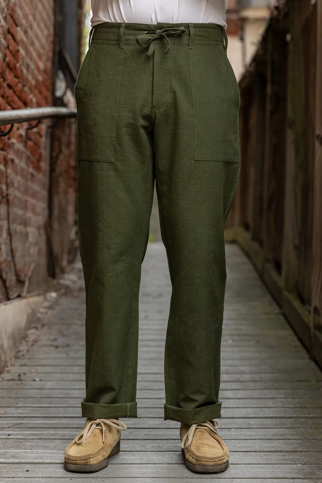 Indi + Ash Obelisk Pant - Handwoven Forest Denim sold by Franklin and Poe