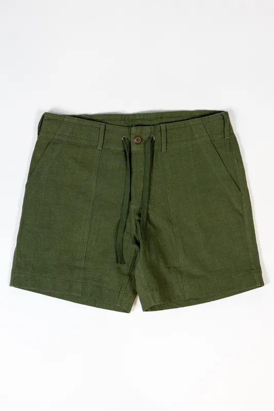 Indi + Ash Obelisk Short - Handwoven Military Herringbone Forest sold by Franklin and Poe