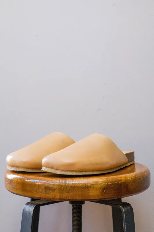 Padmore & Barnes Slides - Natural Veg Tan Leather sold by Franklin and Poe