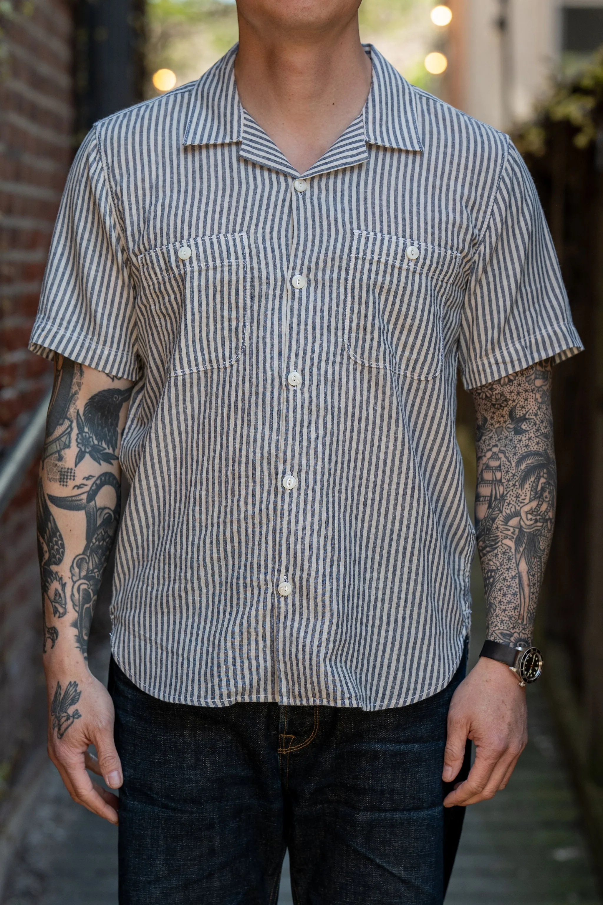 Freenote Cloth Dayton - Blue Stripe sold by Franklin and Poe