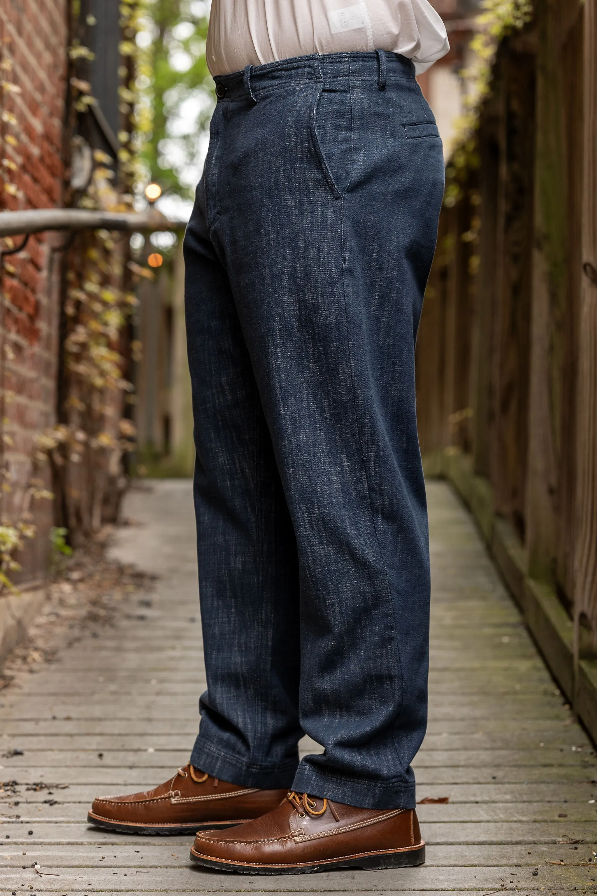 Hansen Garments Trygve Wide Cut Cropped Trousers - Denim Blue sold by Franklin and Poe product image thumbnail 2