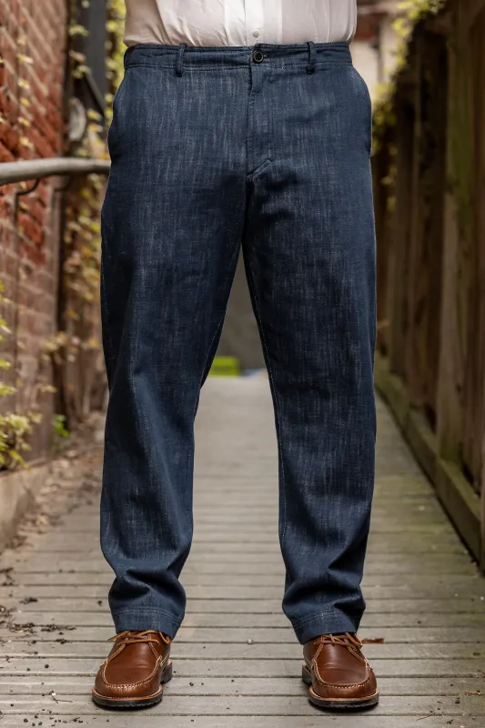 Hansen Garments Trygve Wide Cut Cropped Trousers - Denim Blue sold by Franklin and Poe