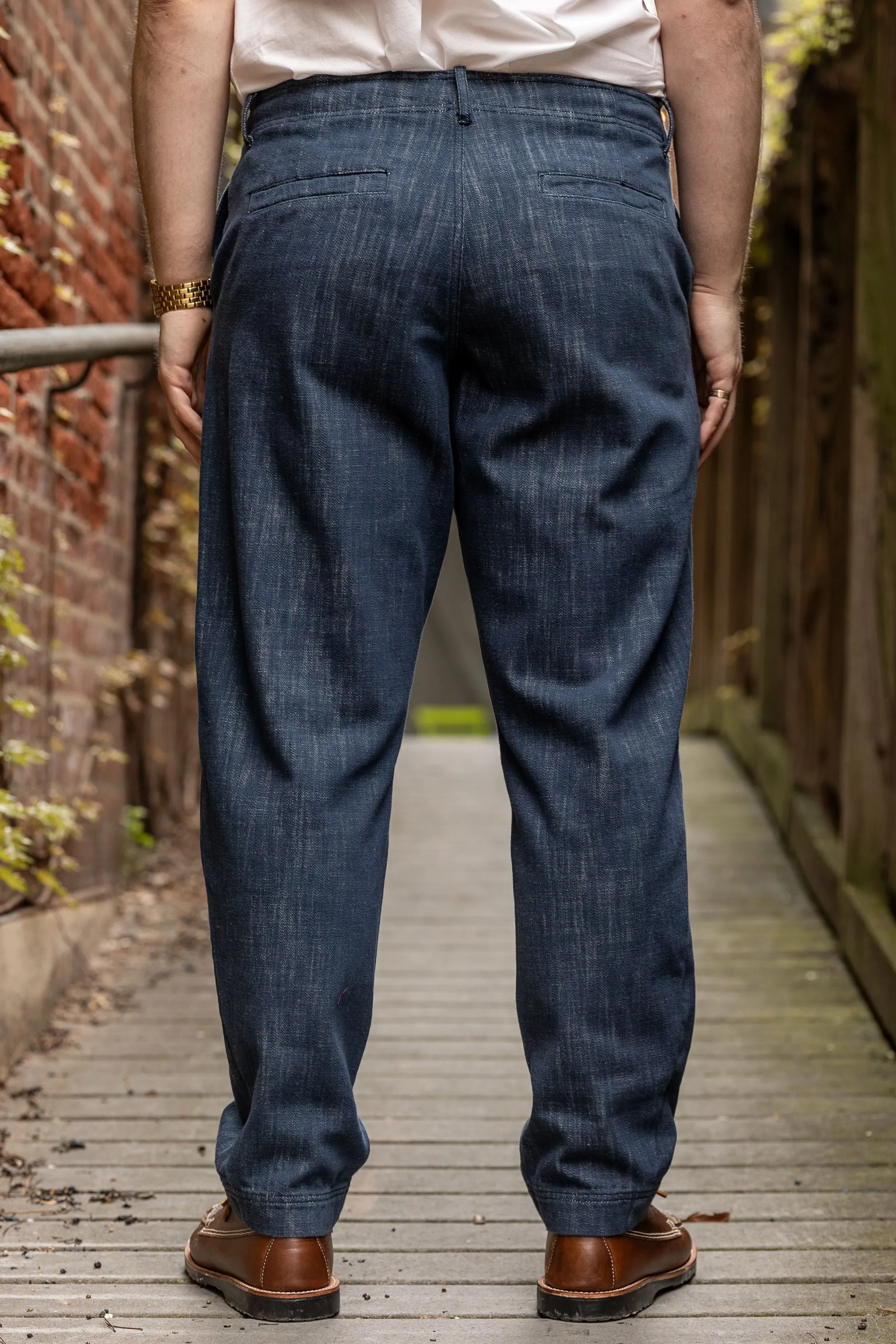 Hansen Garments Trygve Wide Cut Cropped Trousers - Denim Blue sold by Franklin and Poe product image thumbnail 3