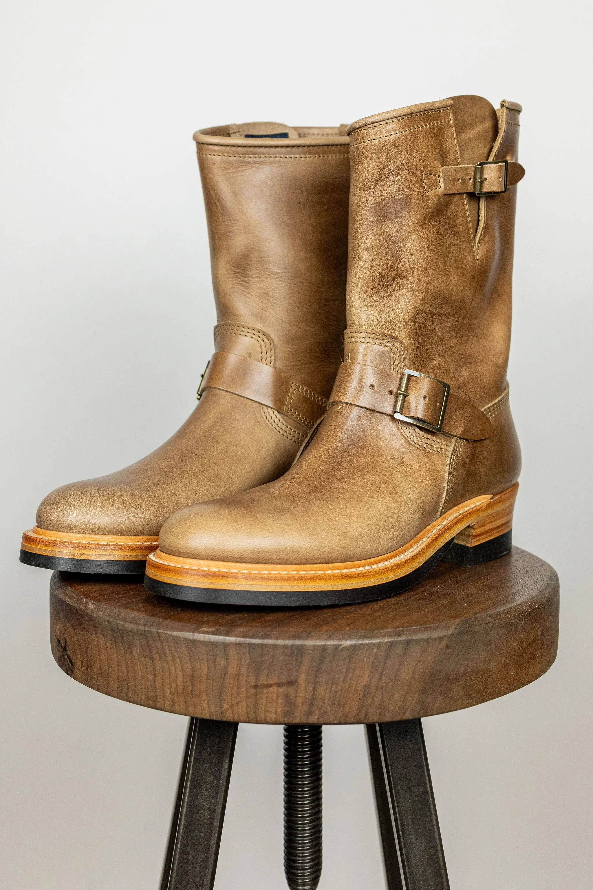 John Lofgren Wabash Engineer Boots - Horween CXL Natural sold by Franklin and Poe