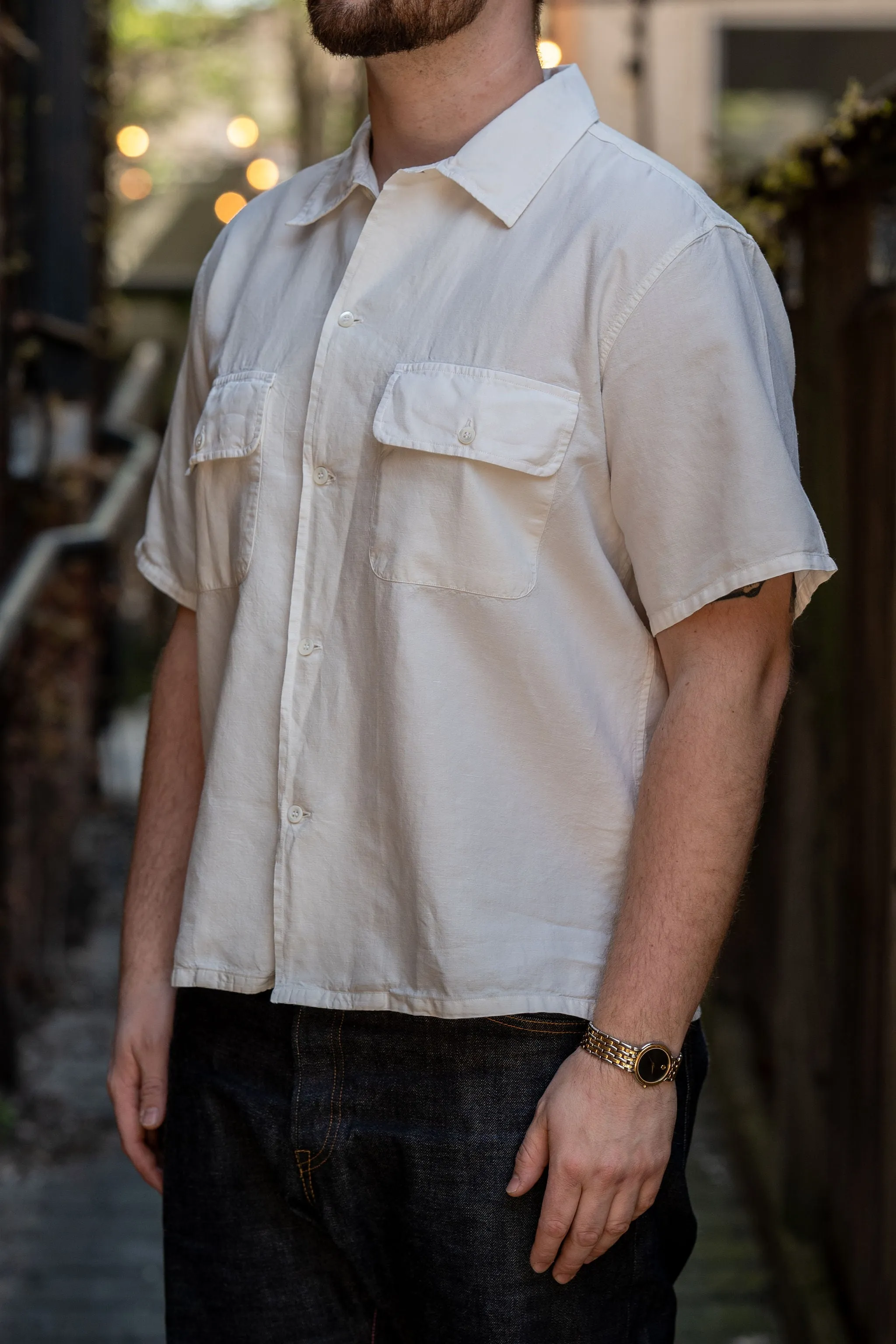 Knickerbocker Mar Cotton & Linen Shirt - Bone sold by Franklin and Poe product image thumbnail 2