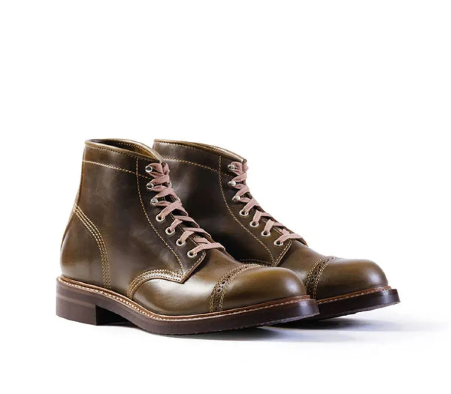 (Pre-Order FW25) John Lofgren Combat Boot - Horween Leather CXL Dark Olive sold by Franklin and Poe