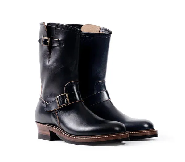 (Pre-Order FW25) John Lofgren Wabash Engineer Boots - Horween CXL Black sold by Franklin and Poe