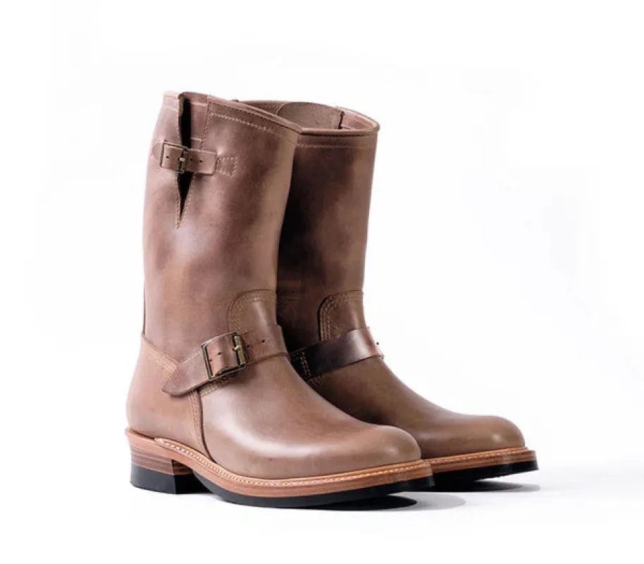 (Pre-Order FW25) John Lofgren Wabash Engineer Boots - Horween CXL Natural sold by Franklin and Poe