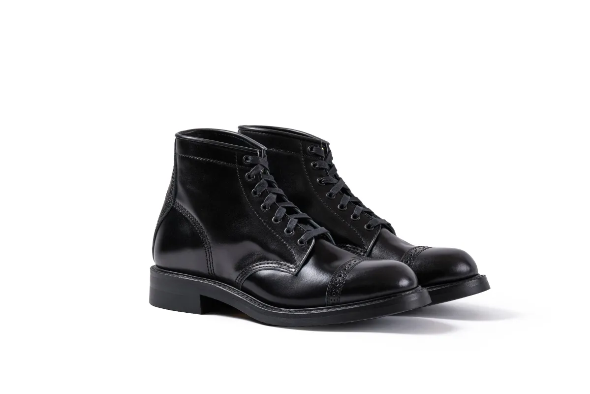(Pre-Order FW25) John Lofgren Combat Boots - Christmas 2025 Limited Edition Shinki Hikaku Shell Cordovan Black sold by Franklin and Poe