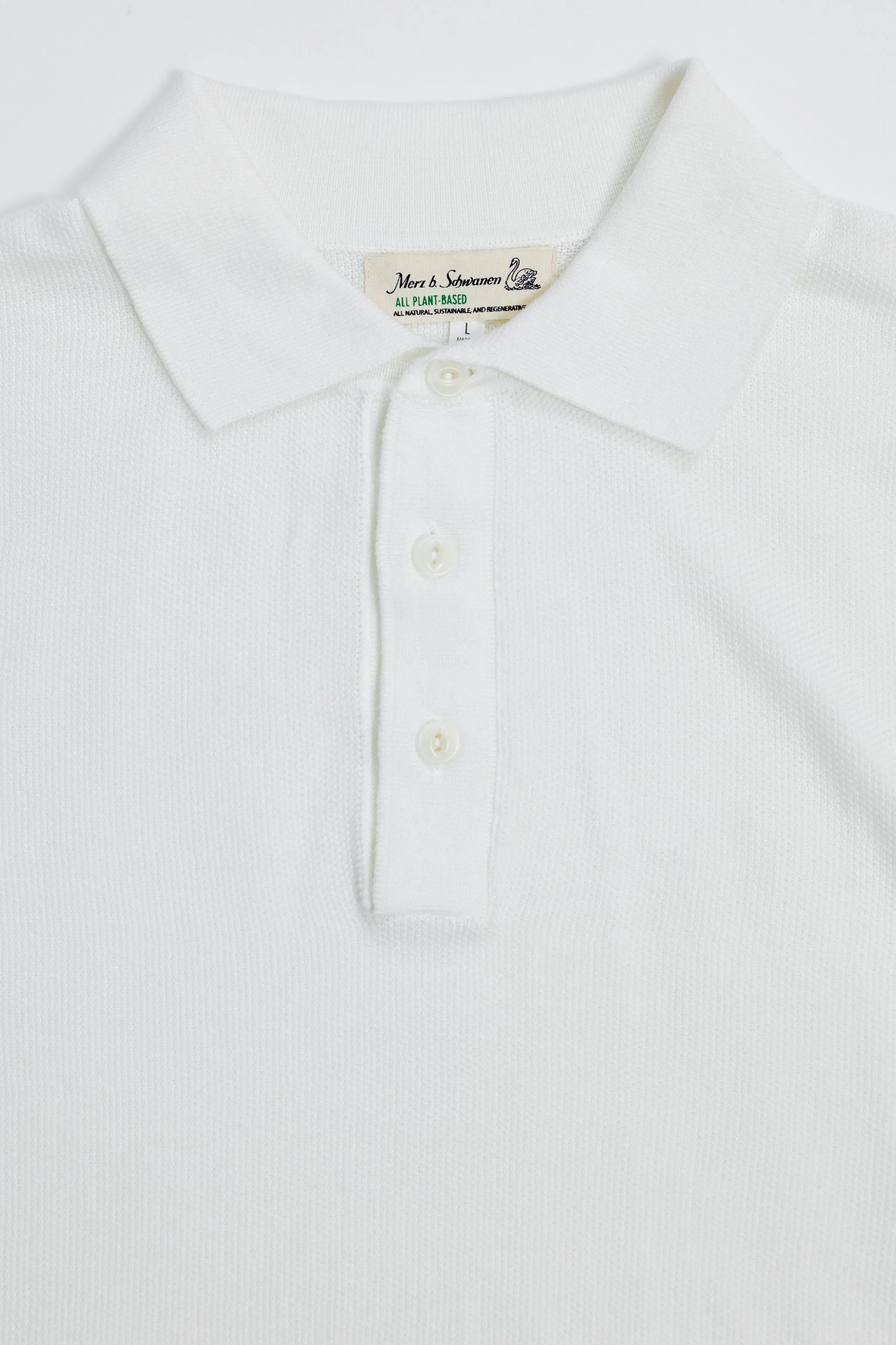 Merz b. Schwanen KPLP02 Knitted Polo - White sold by Franklin and Poe product image thumbnail 4