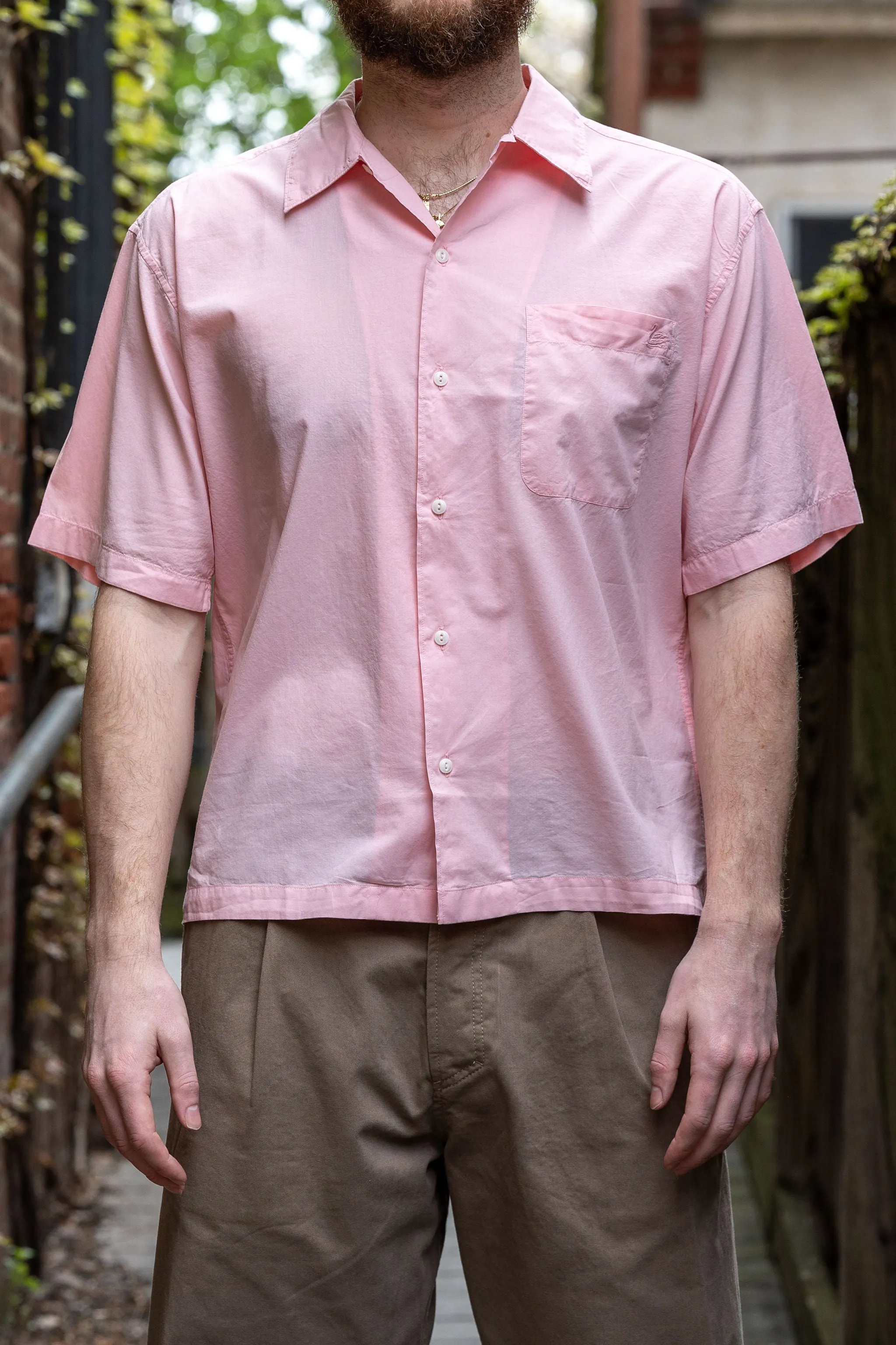Merz b. Schwanen SHIRT09LP Light Organic Cotton Poplin - Faded Peach sold by Franklin and Poe