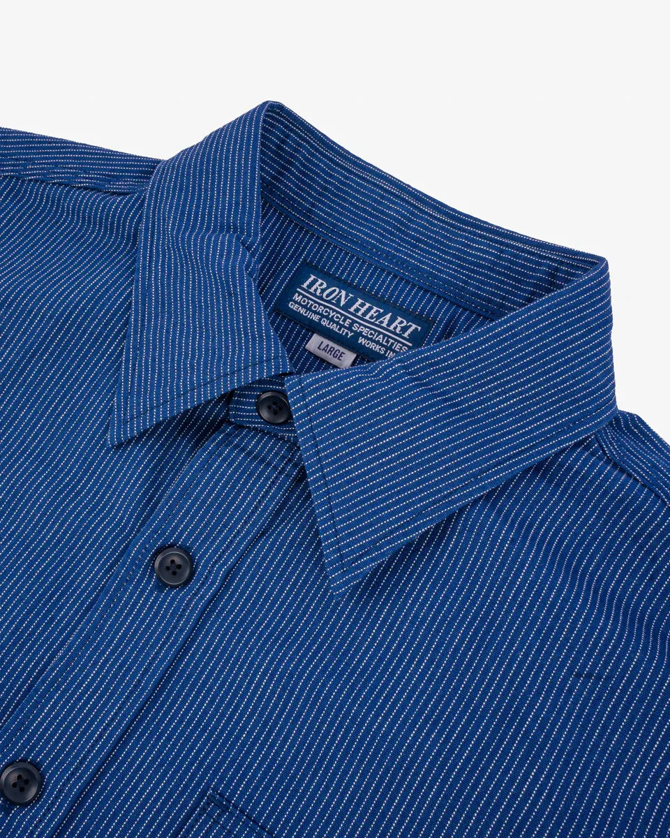 Iron Heart IHSH-420-PIN 5oz Selvedge Ox Cloth Short Sleeved Work Shirt - Pinstripe sold by Franklin and Poe product image thumbnail 2