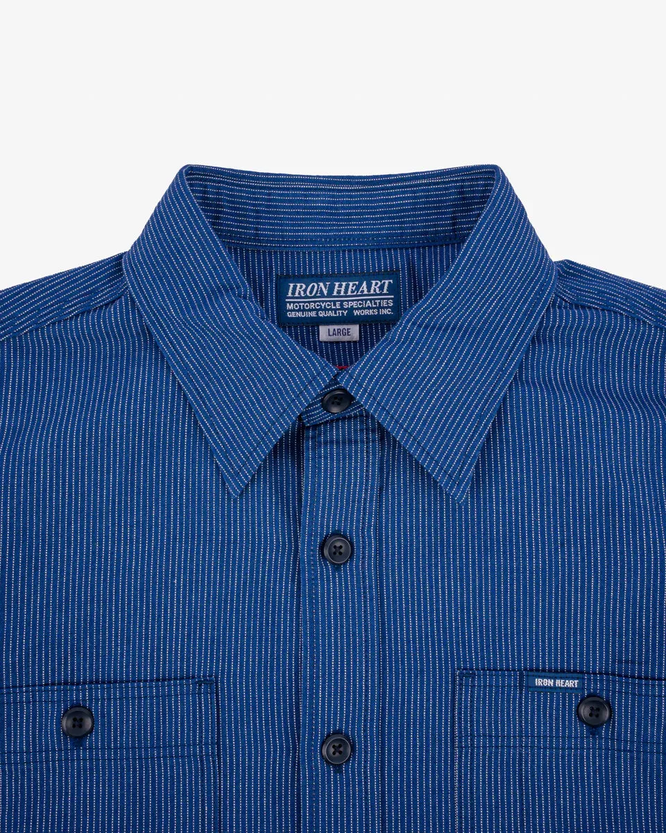 Iron Heart IHSH-420-PIN 5oz Selvedge Ox Cloth Short Sleeved Work Shirt - Pinstripe sold by Franklin and Poe product image thumbnail 3