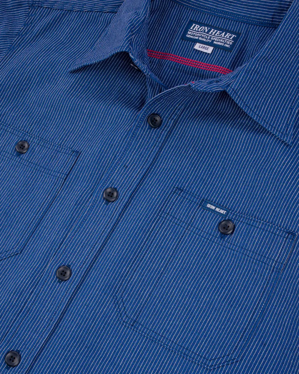 Iron Heart IHSH-420-PIN 5oz Selvedge Ox Cloth Short Sleeved Work Shirt - Pinstripe sold by Franklin and Poe product image thumbnail 5