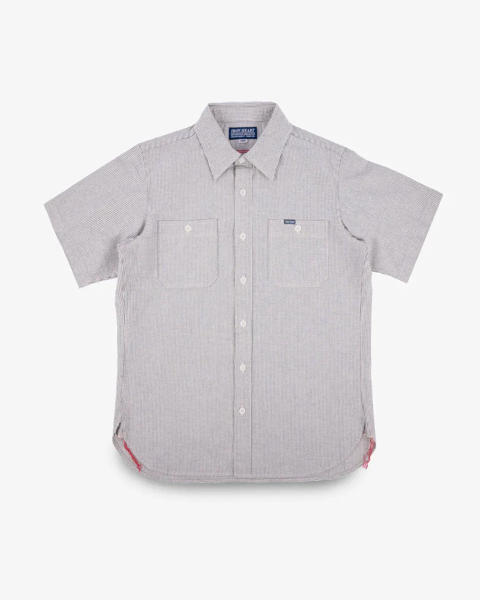 Iron Heart IHSH-420-HIC 5oz Selvedge Ox Cloth Short Sleeved Work Shirt - Hickory Stripe sold by Franklin and Poe