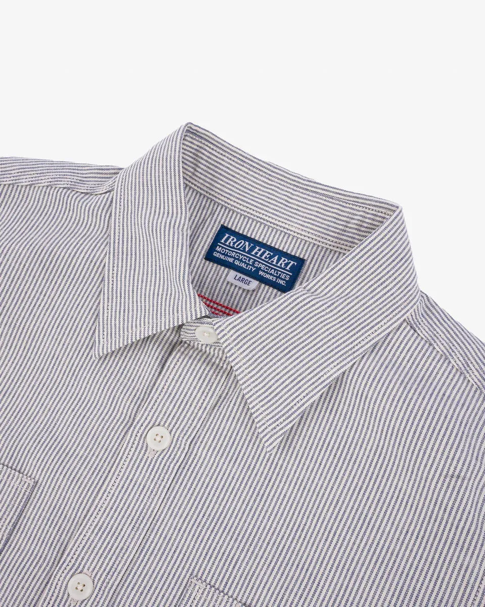 Iron Heart IHSH-420-HIC 5oz Selvedge Ox Cloth Short Sleeved Work Shirt - Hickory Stripe sold by Franklin and Poe product image thumbnail 2