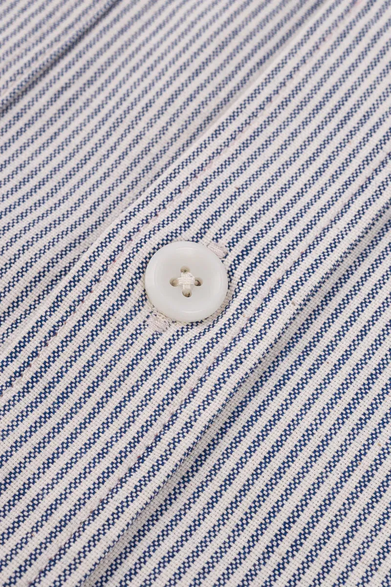 Iron Heart IHSH-420-HIC 5oz Selvedge Ox Cloth Short Sleeved Work Shirt - Hickory Stripe sold by Franklin and Poe product image thumbnail 5