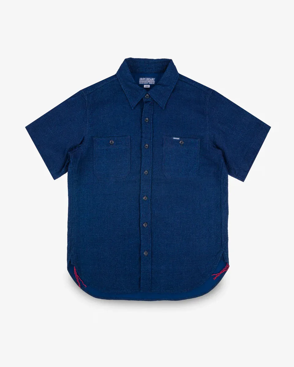 Iron Heart IHSH-417-IND 5oz Double Gauze Short Sleeved Work Shirt - Indigo sold by Franklin and Poe