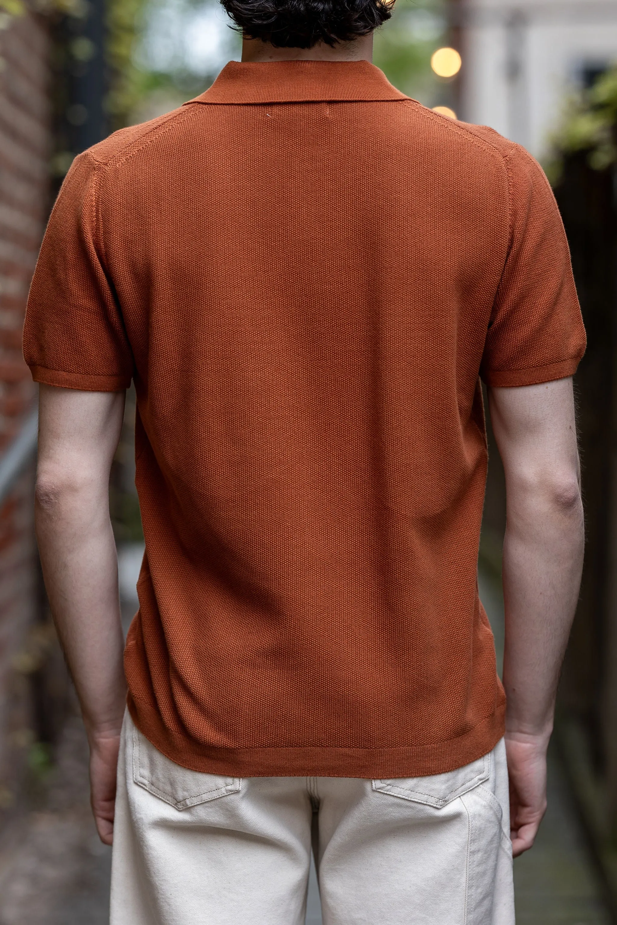 Merz b. Schwanen KPLP02 Knitted Polo - Caramel sold by Franklin and Poe product image thumbnail 3