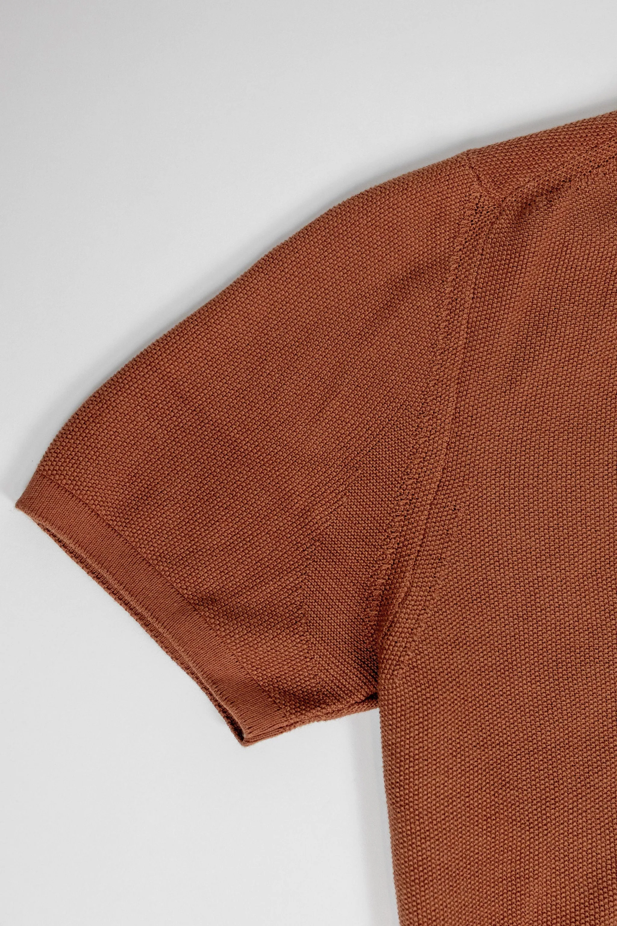 Merz b. Schwanen KPLP02 Knitted Polo - Caramel sold by Franklin and Poe product image thumbnail 5