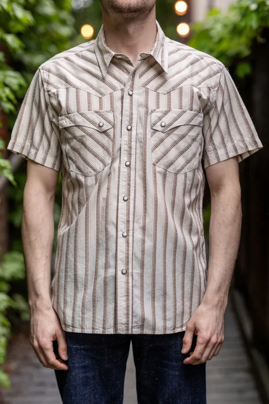 Freenote Cloth Calico S/S - Brown Stripe sold by Franklin and Poe