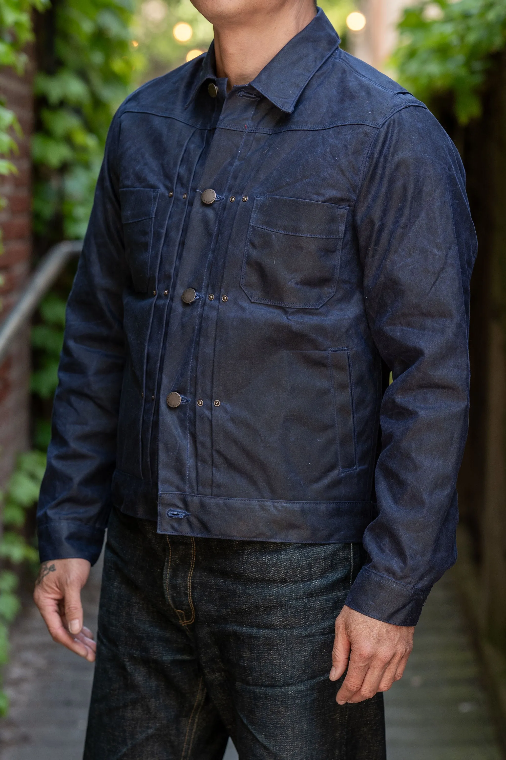 Freenote Cloth Waxed Riders Jacket - Navy sold by Franklin and Poe product image thumbnail 2