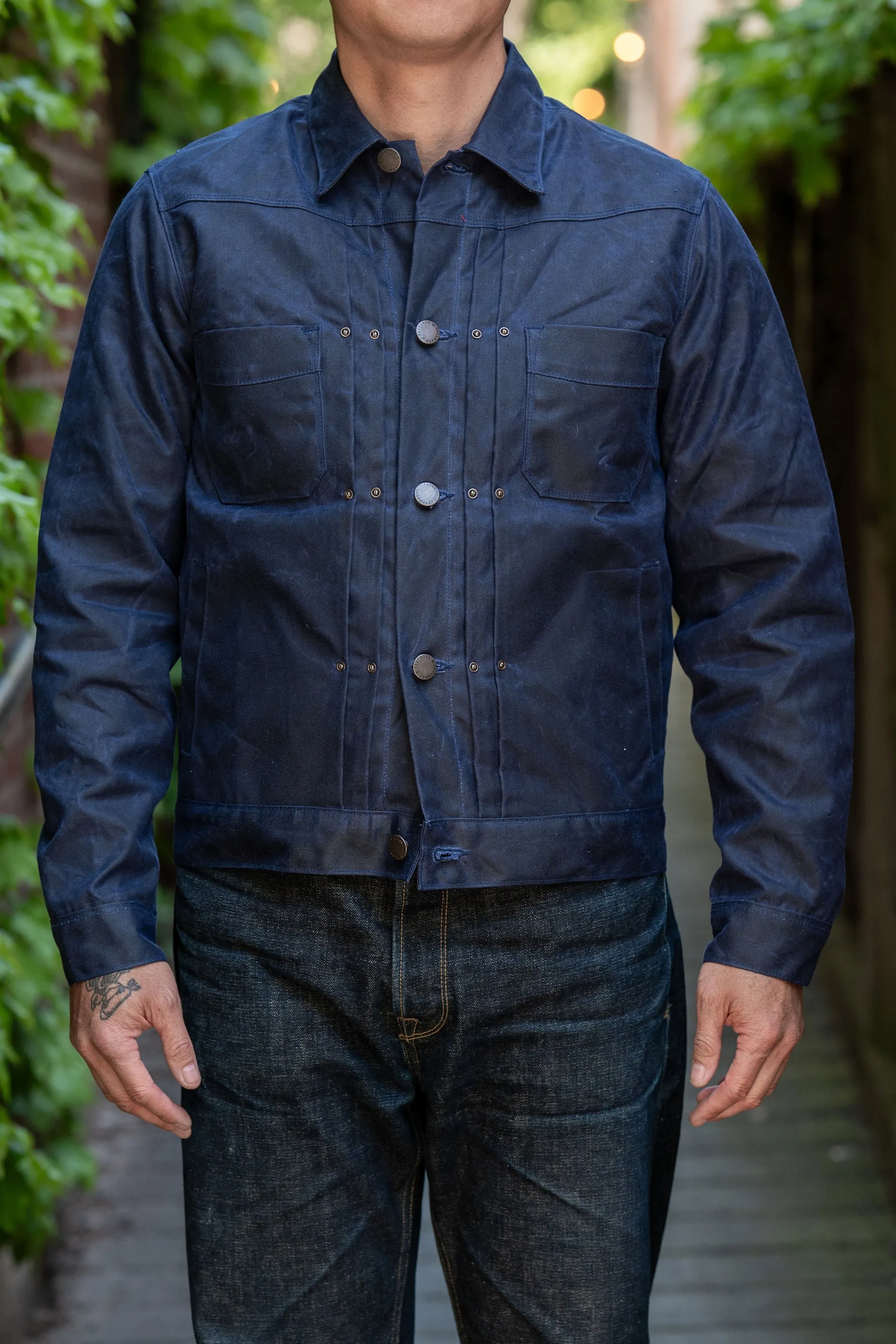 Freenote Cloth Waxed Riders Jacket - Navy sold by Franklin and Poe