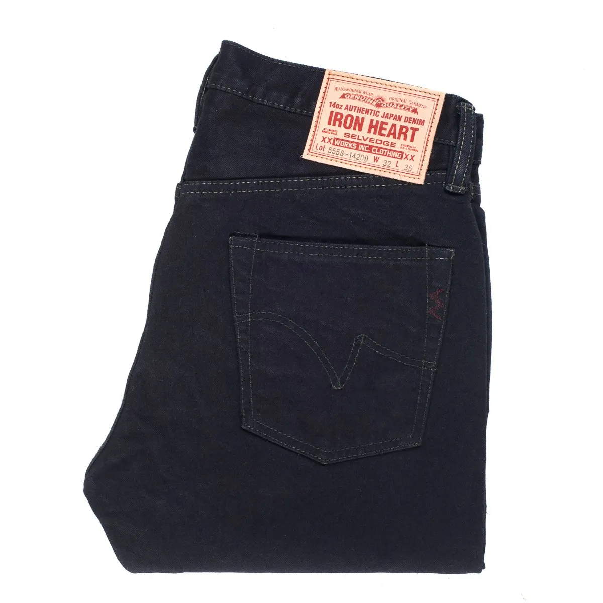Iron Heart IH-555S-142OD 14oz Selvedge Denim Super Slim - Indigo Overdyed Black sold by Franklin and Poe product image thumbnail 4