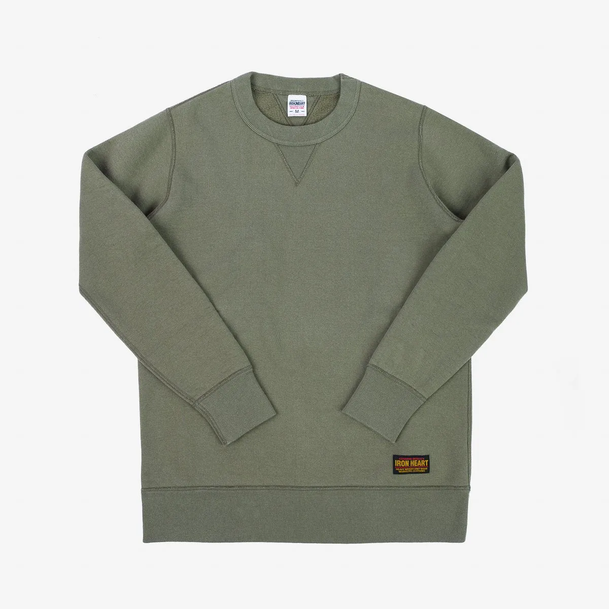 Iron Heart IHSW-69L-OLV 14oz Ultra Heavyweight Loopwheel Cotton Crew Neck Sweat - Olive sold by Franklin and Poe product image thumbnail 4