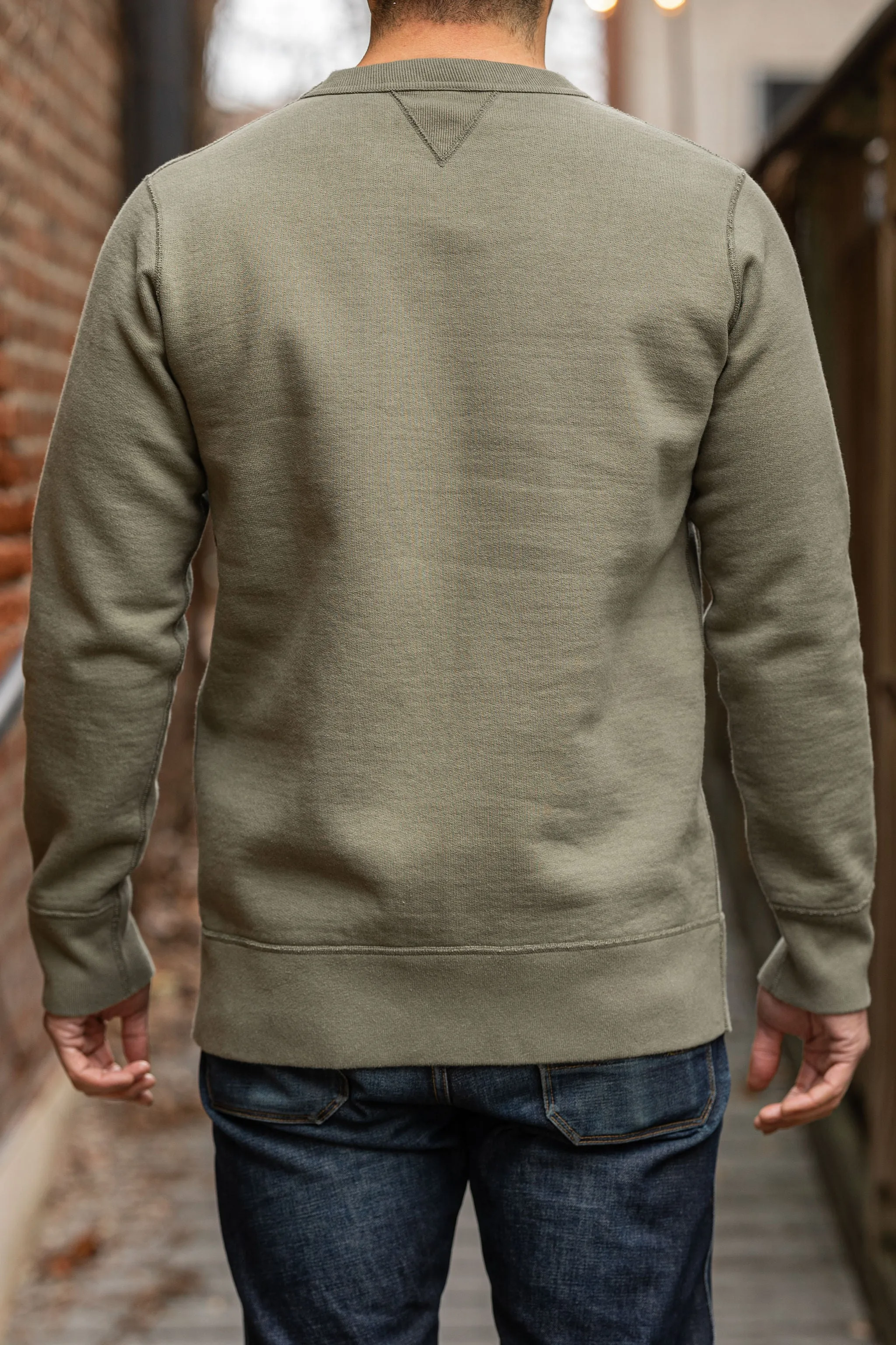 Iron Heart IHSW-69L-OLV 14oz Ultra Heavyweight Loopwheel Cotton Crew Neck Sweat - Olive sold by Franklin and Poe product image thumbnail 3