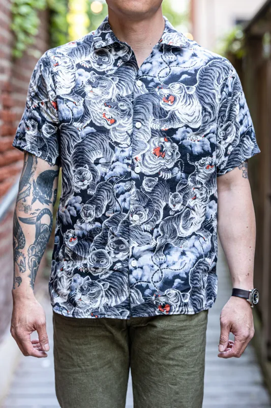 Freenote Cloth Hawaiian - Black Tigers sold by Franklin and Poe