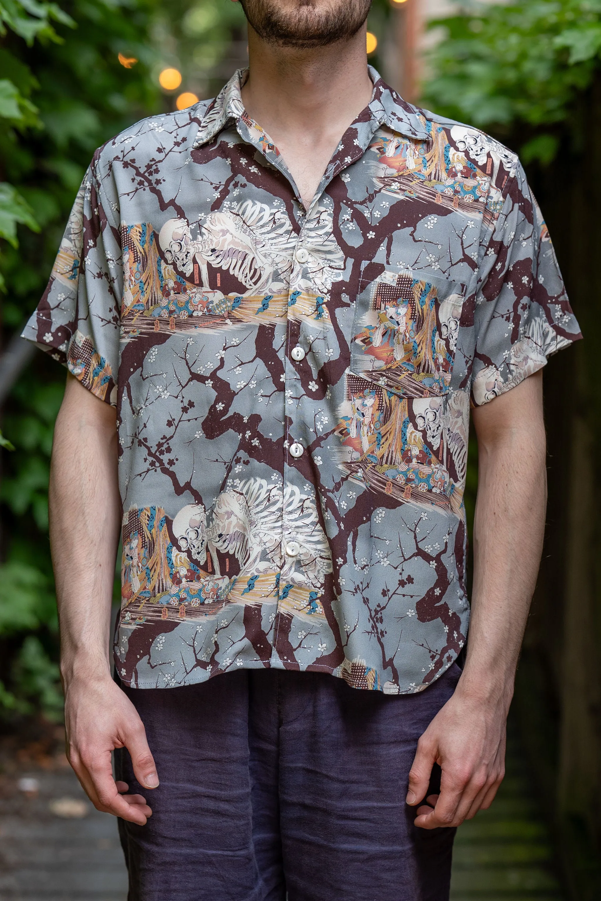 Freenote Cloth Hawaiian - Light Blue Skeleton sold by Franklin and Poe