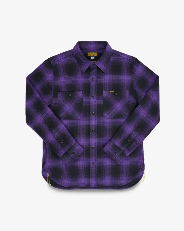 Iron Heart IHSH-265-PUR - Ultra Heavy Flannel Ombré Check Work Shirt - Purple/Black sold by Franklin and Poe