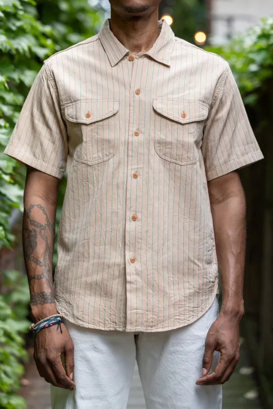 Sugar Cane Coke Stripe Work Shirt - Beige sold by Franklin and Poe